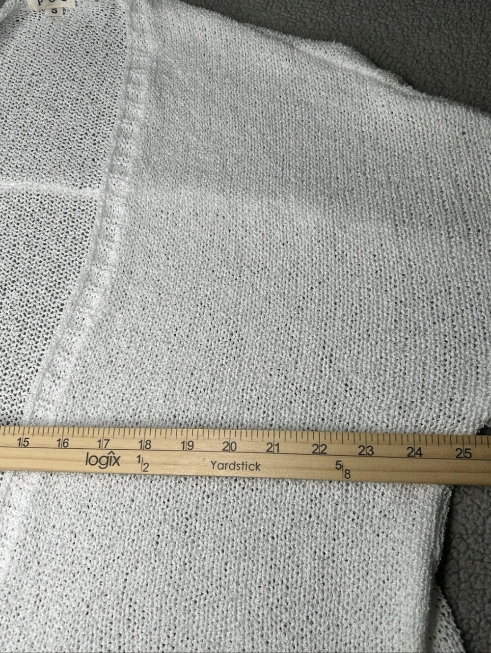 POL White Open-Front Duster Cardigan with Patch Pockets Sz S - Picture 9 of 14